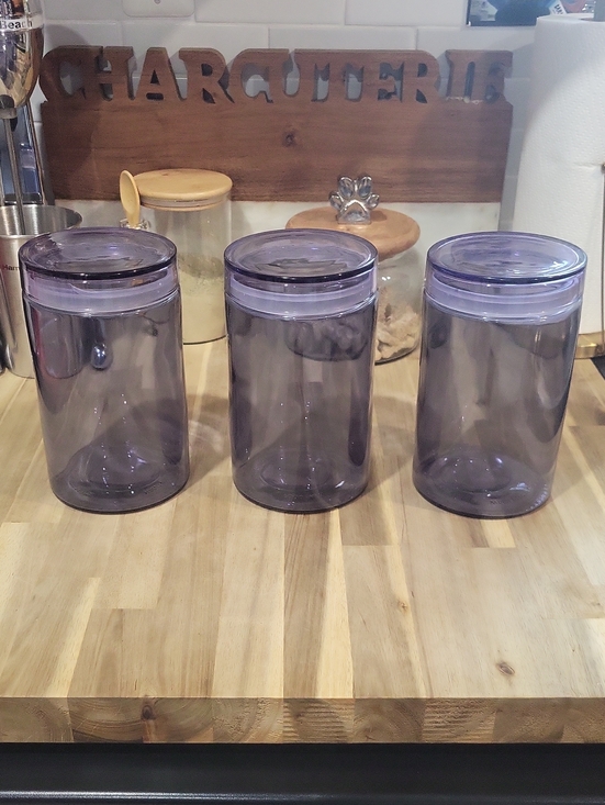 Other - 💜 NEW! Set of 3 Purple Glass Kitchen Storage Canisters With Sealed Lids.